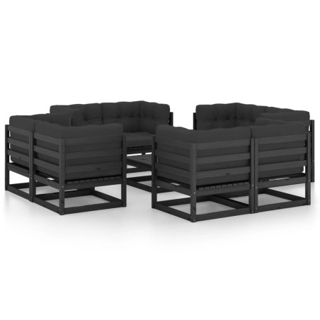 vidaXL Set Divani da Giardino 9 pz con Cuscini Legno Massello di Pino