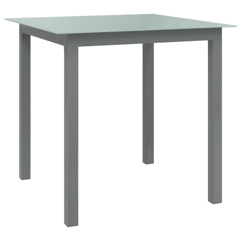 Tavolo da Giardino Antracite 80x80x74 cm in Alluminio e Vetro Tavolo da Giardino Antracite 80x80x74 cm in Alluminio e Vetro