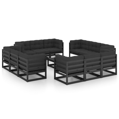 vidaXL Set Divani da Giardino 13 pz con Cuscini Legno Massello di Pino