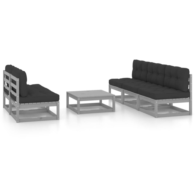 vidaXL Set Divani da Giardino 6 pz con Cuscini Legno Massello Pino vidaXL Set Divani da Giardino 6 pz con Cuscini Legno Massello Pino