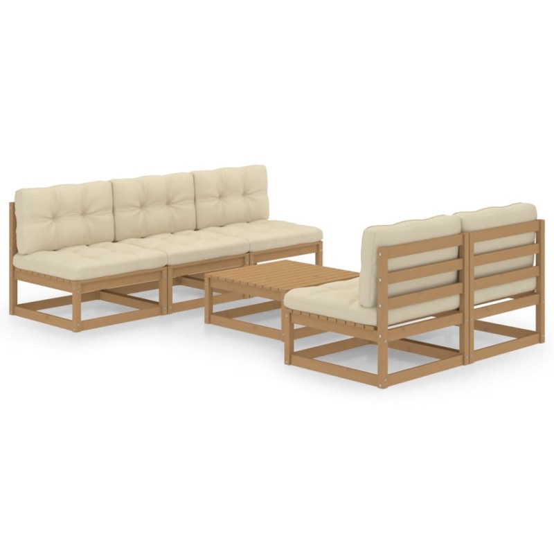 vidaXL Set Divani da Giardino 6 pz con Cuscini Legno Massello di Pino vidaXL Set Divani da Giardino 6 pz con Cuscini Legno Massello di Pino