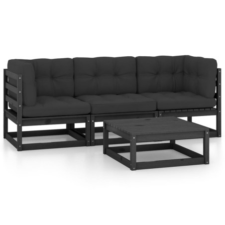 vidaXL Set Divani da Giardino 4 pz con Cuscini Legno Massello Pino