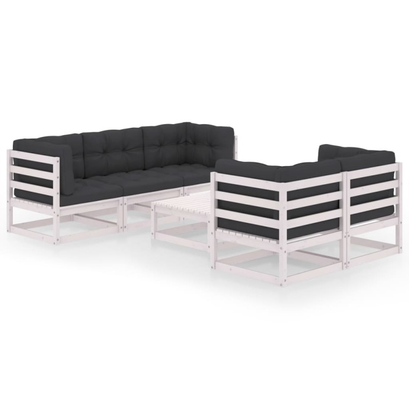 vidaXL Set Divani da Giardino 6 pz con Cuscini Legno Massello di Pino vidaXL Set Divani da Giardino 6 pz con Cuscini Legno Massello di Pino
