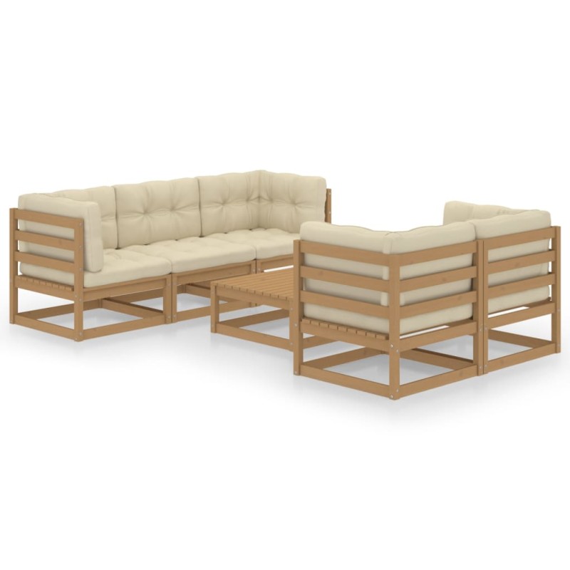 vidaXL Set Divani da Giardino 6 pz con Cuscini Legno Massello di Pino vidaXL Set Divani da Giardino 6 pz con Cuscini Legno Massello di Pino