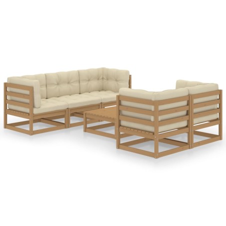 vidaXL Set Divani da Giardino 6 pz con Cuscini Legno Massello di Pino