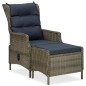 Sedia da Giardino Reclinabile con Pouf Polyrattan Marrone