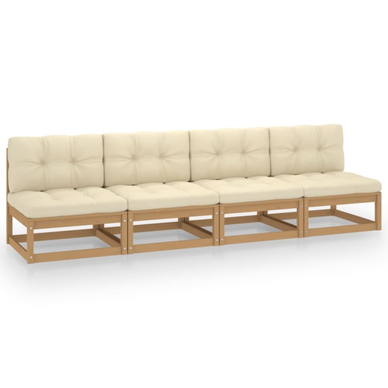 vidaXL Divano da Giardino a 4 Posti con Cuscini Legno Massello di Pino vidaXL Divano da Giardino a 4 Posti con Cuscini Legno Massello di Pino