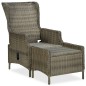 Sedia da Giardino Reclinabile con Pouf Polyrattan Marrone