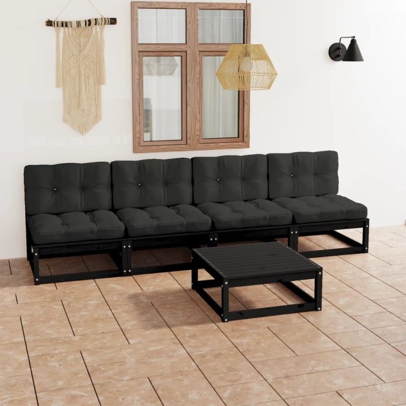 vidaXL Set Divani da Giardino 5 pz con Cuscini Legno Massello di Pino vidaXL Set Divani da Giardino 5 pz con Cuscini Legno Massello di Pino