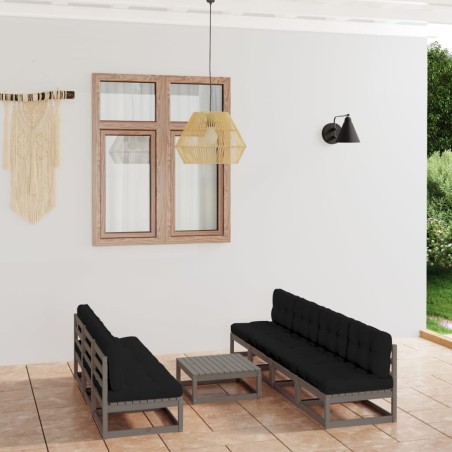 vidaXL Set Divani da Giardino 8 pz con Cuscini Legno Massello Pino