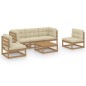 vidaXL Set Divani da Giardino 6 pz con Cuscini Legno Massello di Pino vidaXL Set Divani da Giardino 6 pz con Cuscini Legno Massello di Pino