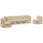 vidaXL Set Divani da Giardino 6 pz con Cuscini Legno Massello Pino