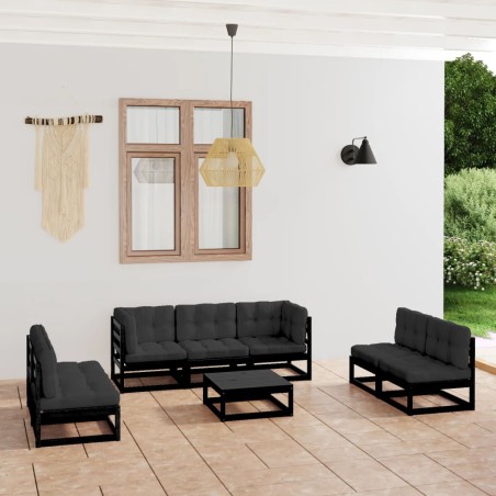 vidaXL Set Divani da Giardino 8 pz con Cuscini Legno Massello di Pino