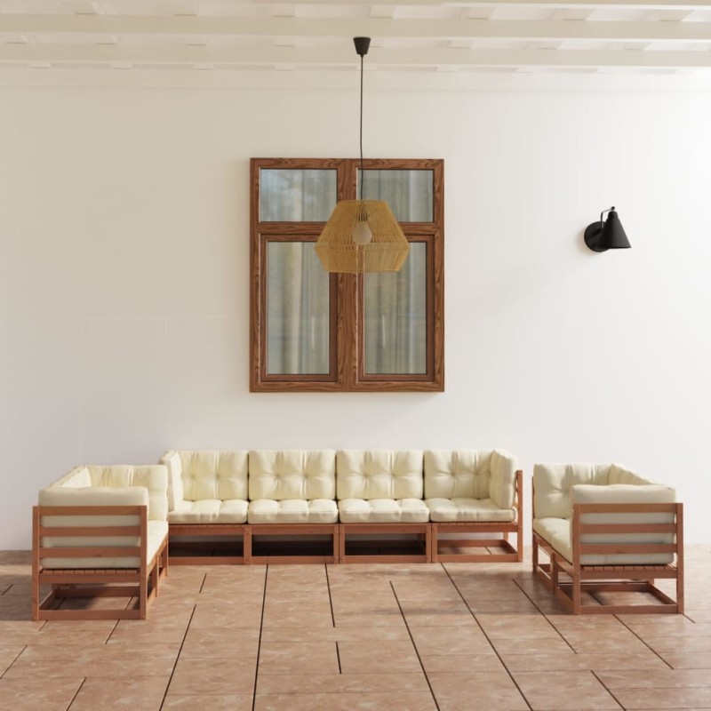 vidaXL Set Divani da Giardino 8 pz con Cuscini Legno Massello di Pino vidaXL Set Divani da Giardino 8 pz con Cuscini Legno Massello di Pino