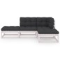vidaXL Set Divani da Giardino 4 pz con Cuscini Legno Massello Pino