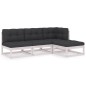 vidaXL Set Divani da Giardino 4 pz con Cuscini Legno Massello Pino vidaXL Set Divani da Giardino 4 pz con Cuscini Legno Massello Pino
