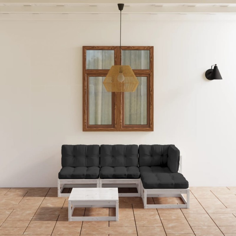 vidaXL Set Divani da Giardino 5 pz con Cuscini Legno Massello Pino