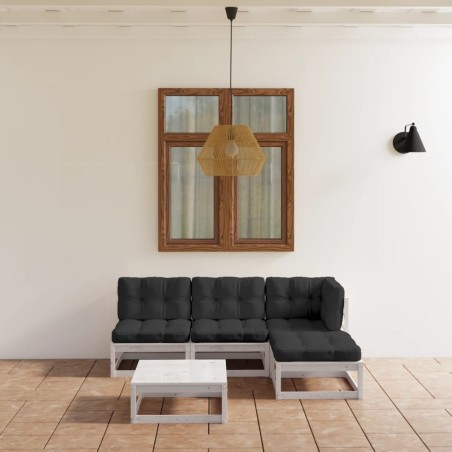 vidaXL Set Divani da Giardino 5 pz con Cuscini Legno Massello Pino
