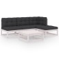 vidaXL Set Divani da Giardino 5 pz con Cuscini Legno Massello Pino