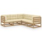 vidaXL Set Divani da Giardino 5 pz con Cuscini Legno Massello di Pino vidaXL Set Divani da Giardino 5 pz con Cuscini Legno Massello di Pino