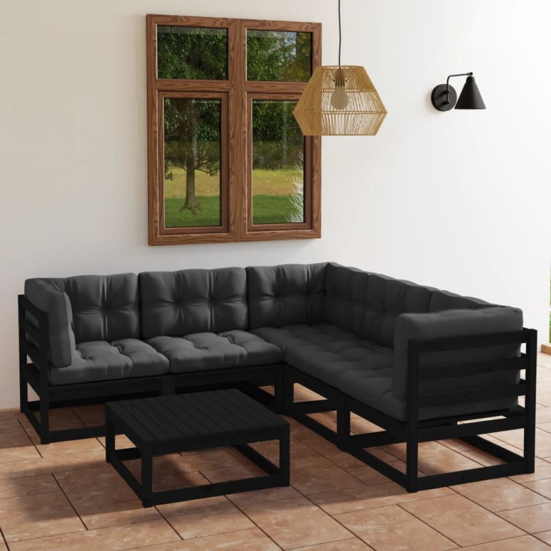 vidaXL Set Divani da Giardino 6 pz con Cuscini Legno Massello di Pino vidaXL Set Divani da Giardino 6 pz con Cuscini Legno Massello di Pino