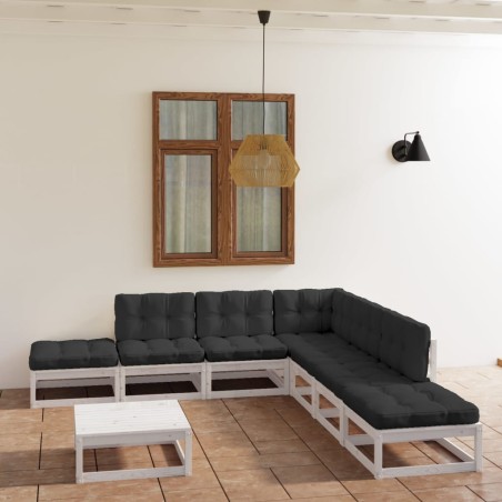 vidaXL Set Divani da Giardino 8 pz con Cuscini Legno Massello di Pino