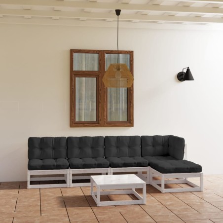 vidaXL Set Divani da Giardino 6 pz con Cuscini Legno Massello di Pino