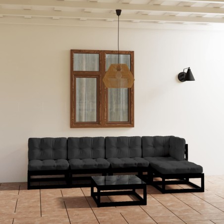 vidaXL Set Divani da Giardino 6 pz con Cuscini Legno Massello di Pino