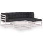 vidaXL Set Divani da Giardino 5 pz con Cuscini Legno Massello Pino