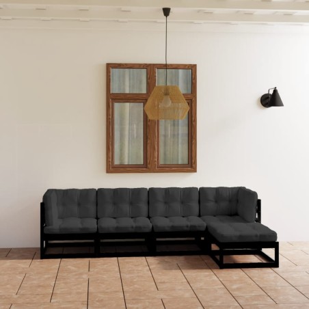vidaXL Set Divani da Giardino 5 pz con Cuscini Legno Massello di Pino