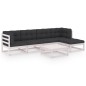 vidaXL Set Divani da Giardino 6 pz con Cuscini Legno Massello di Pino vidaXL Set Divani da Giardino 6 pz con Cuscini Legno Massello di Pino