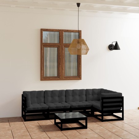 vidaXL Set Divani da Giardino 6 pz con Cuscini Legno Massello di Pino
