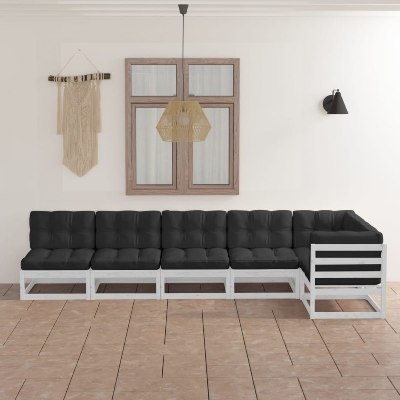vidaXL Set Divani da Giardino 6 pz con Cuscini Legno Massello di Pino vidaXL Set Divani da Giardino 6 pz con Cuscini Legno Massello di Pino