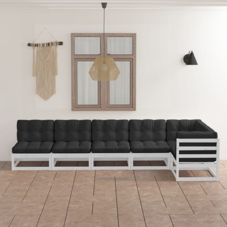 vidaXL Set Divani da Giardino 6 pz con Cuscini Legno Massello di Pino