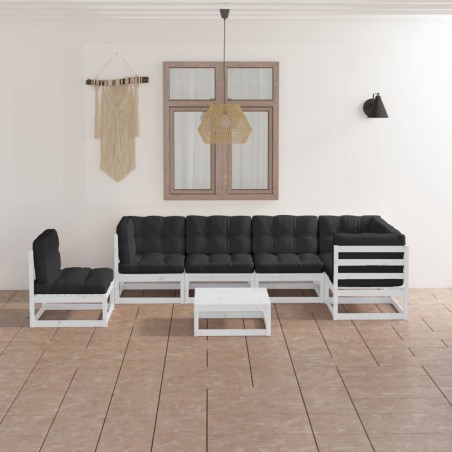 vidaXL Set Divani da Giardino 7 pz con Cuscini Legno Massello di Pino