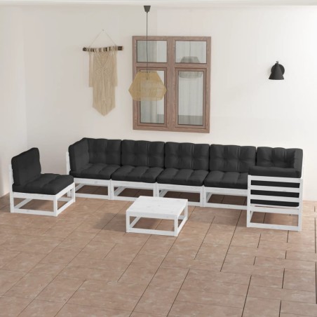 vidaXL Set Divani da Giardino 8 pz con Cuscini Legno Massello di Pino