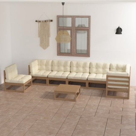 vidaXL Set Divani da Giardino 8 pz con Cuscini Legno Massello di Pino