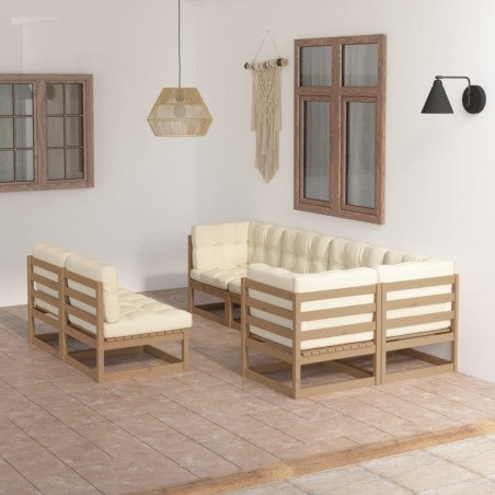 vidaXL Set Divani da Giardino 7 pz con Cuscini Legno Massello di Pino