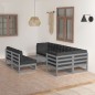 vidaXL Set Salotto Giardino 8 pz Cuscini Antracite Legno Massello Pino vidaXL Set Salotto Giardino 8 pz Cuscini Antracite Legno Massello Pino