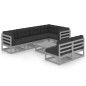vidaXL Set Salotto Giardino 8 pz Cuscini Antracite Legno Massello Pino vidaXL Set Salotto Giardino 8 pz Cuscini Antracite Legno Massello Pino