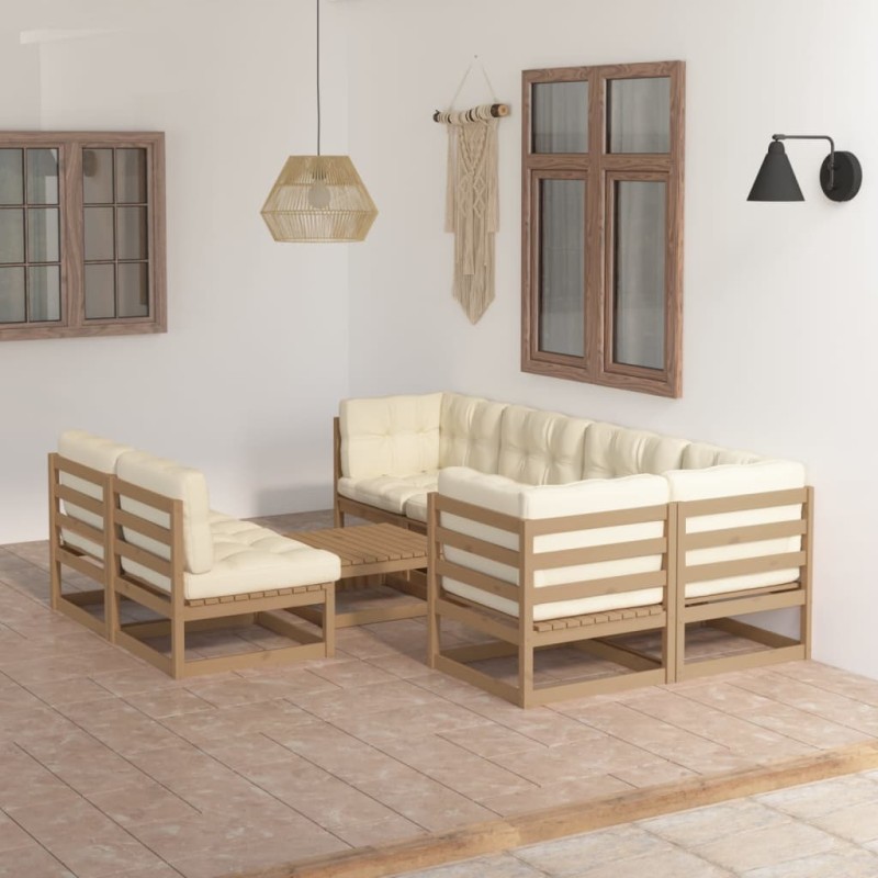 vidaXL Set Divani da Giardino 8 pz con Cuscini Legno Massello di Pino vidaXL Set Divani da Giardino 8 pz con Cuscini Legno Massello di Pino