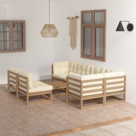 vidaXL Set Divani da Giardino 8 pz con Cuscini Legno Massello di Pino