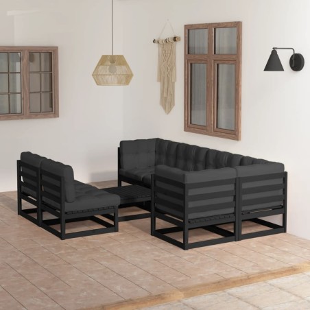 vidaXL Set Salotto Giardino 8 pz Cuscini Antracite Legno Massello Pino