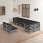 vidaXL Set Salotto Giardino 8 pz Cuscini Antracite Legno Massello Pino vidaXL Set Salotto Giardino 8 pz Cuscini Antracite Legno Massello Pino