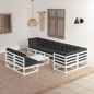 vidaXL Set Salotto Giardino 9 pz Cuscini Antracite Legno Massello Pino vidaXL Set Salotto Giardino 9 pz Cuscini Antracite Legno Massello Pino