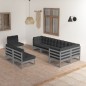 vidaXL Set Divani da Giardino 8 pz con Cuscini Legno Massello di Pino vidaXL Set Divani da Giardino 8 pz con Cuscini Legno Massello di Pino