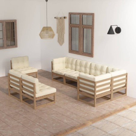 vidaXL Set Salotto Giardino 8 pz con Cuscini in Legno Massello di Pino