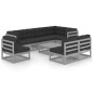 vidaXL Set Divani da Giardino 9 pz con Cuscini Legno Massello di Pino vidaXL Set Divani da Giardino 9 pz con Cuscini Legno Massello di Pino