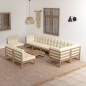 vidaXL Set Divani da Giardino 10 pz con Cuscini Legno Massello di Pino vidaXL Set Divani da Giardino 10 pz con Cuscini Legno Massello di Pino