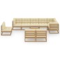 vidaXL Set Divani da Giardino 10 pz con Cuscini Legno Massello di Pino vidaXL Set Divani da Giardino 10 pz con Cuscini Legno Massello di Pino
